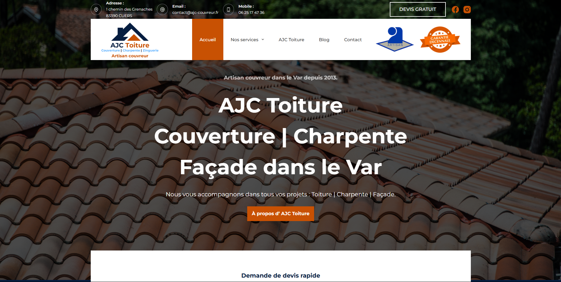 Site internet AJC Toiture