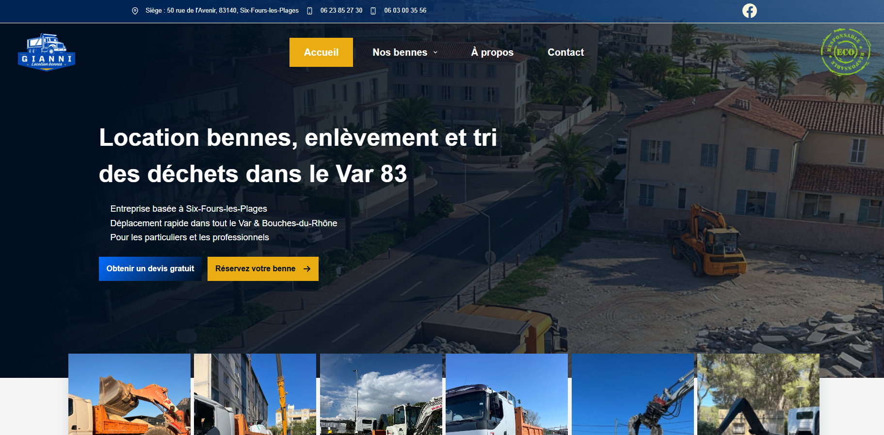 Site internet Gianni Location Benne à Six-Fours