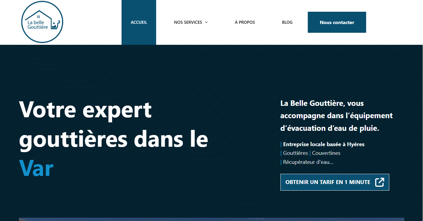 Site internet La Belle Gouttières à Hyères