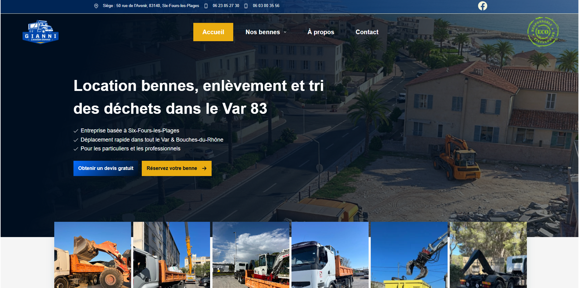 Site web Gianni Location Benne Six-Fours