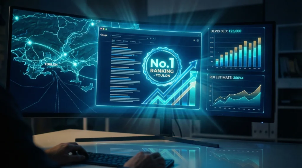 Position SEO sur ecran — Devis SEO Toulon, Hyères : tarifs référencement Google 2026