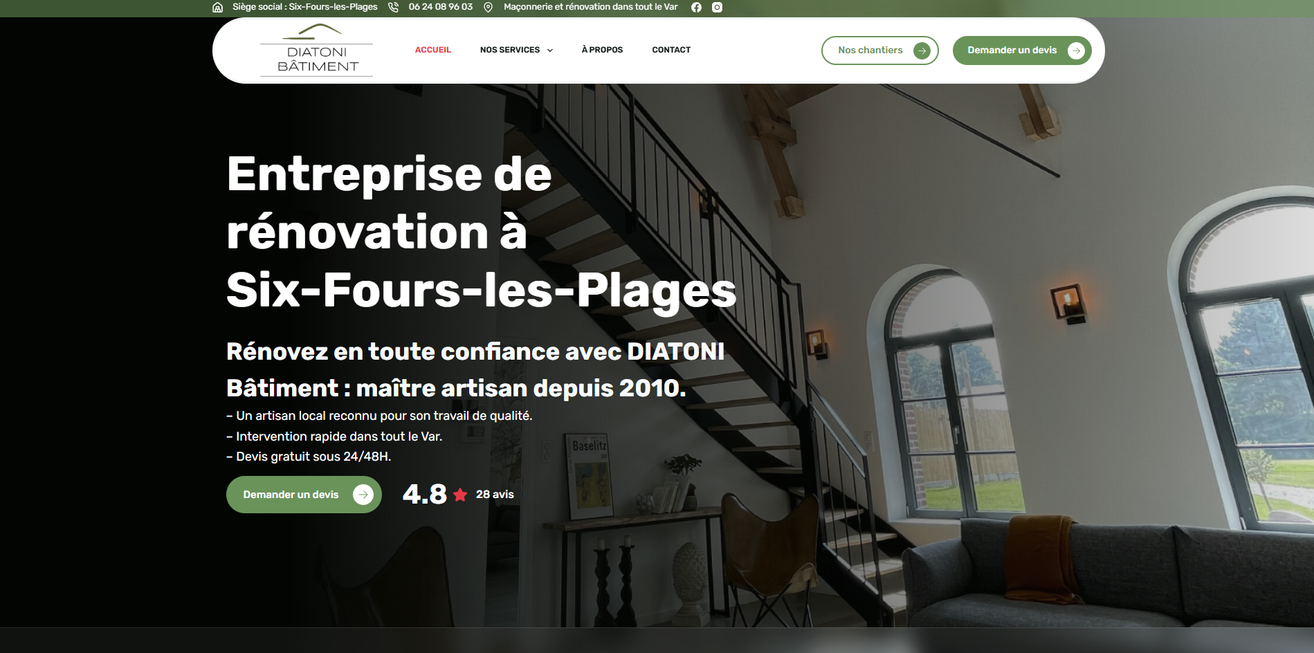 Site internet Diatoni Bâtiment Six-Fours