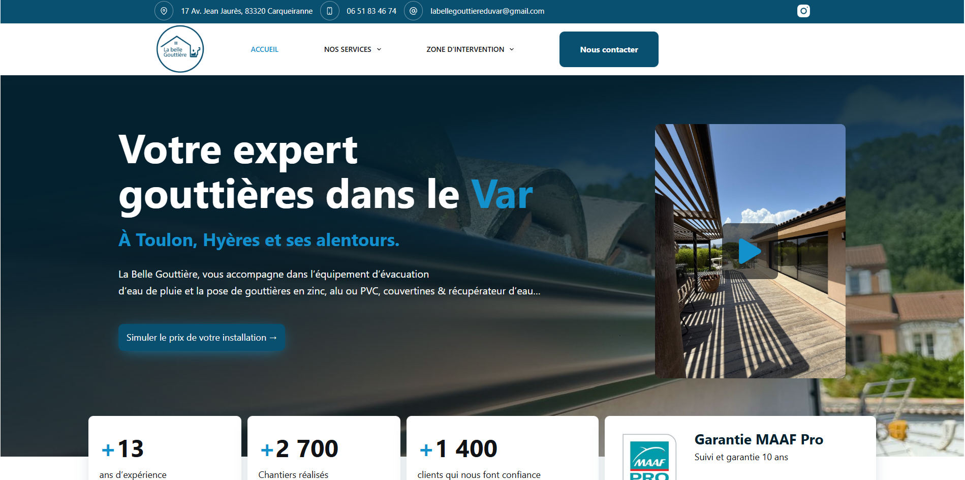 Site internet La Belle Gouttière Industrie