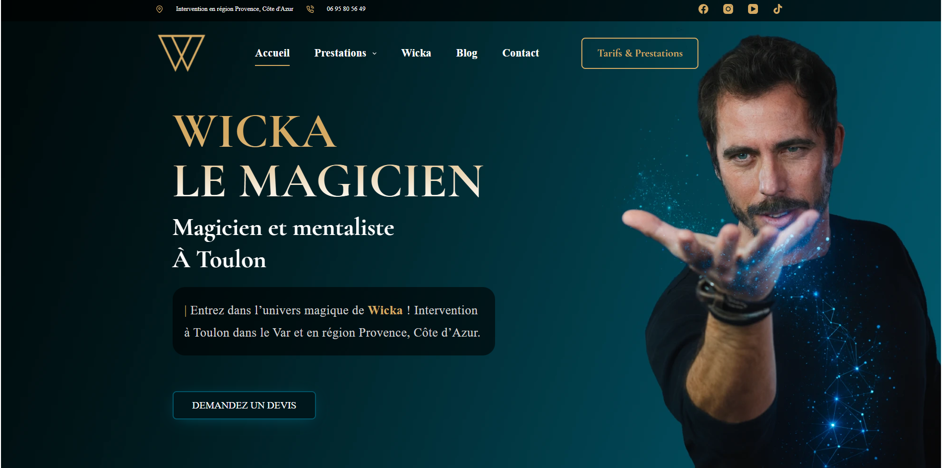 Site internet Wicka le magicien Toulon