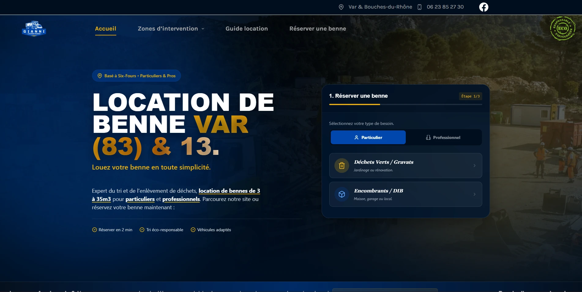 Site web Gianni Location Benne Six-Fours