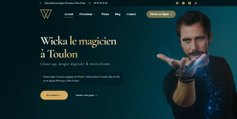 Site internet Wicka le magicien Toulon