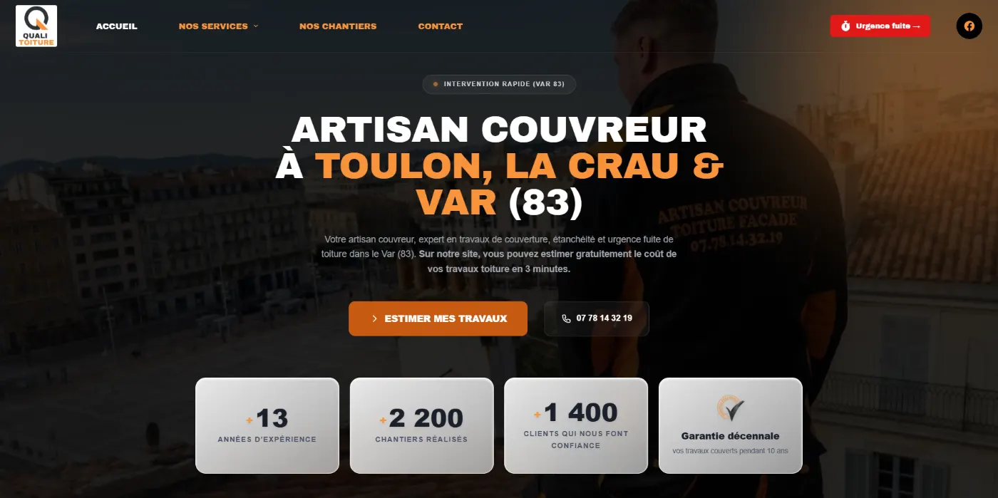 Création de site Web et SEO pour Quali Toiture