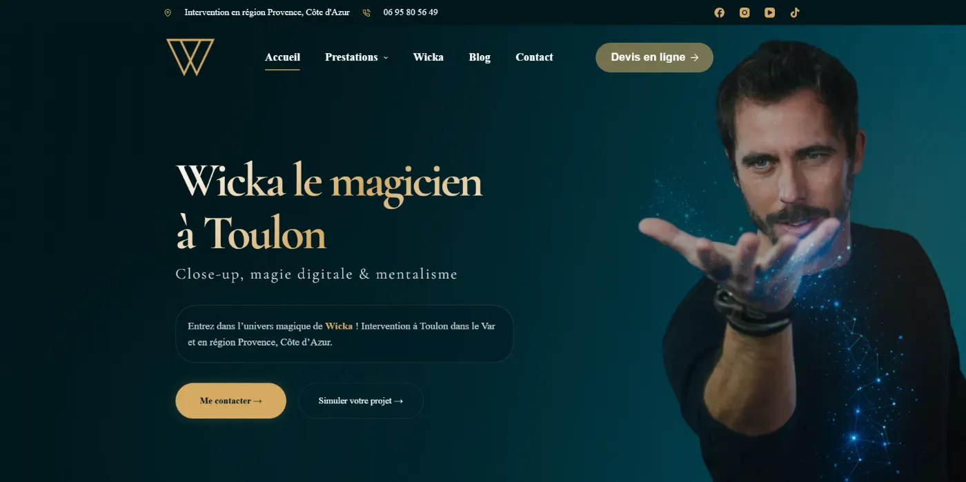 Création de site Web et SEO pour Wicka Magicien