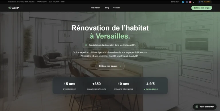 Site internet d'ABRP, rénovation à Versailles, réalisé par Web'up