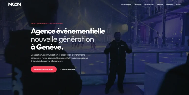 Site internet de Moon Event Suisse, agence événementielle, réalisé par Web'up