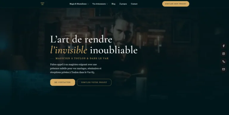 Site internet de Wicka, magicien dans le Var, réalisé par Web'up