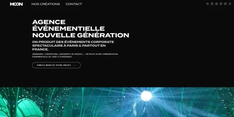 Site internet de Moon Event Paris, agence événementielle, réalisé par Web'up