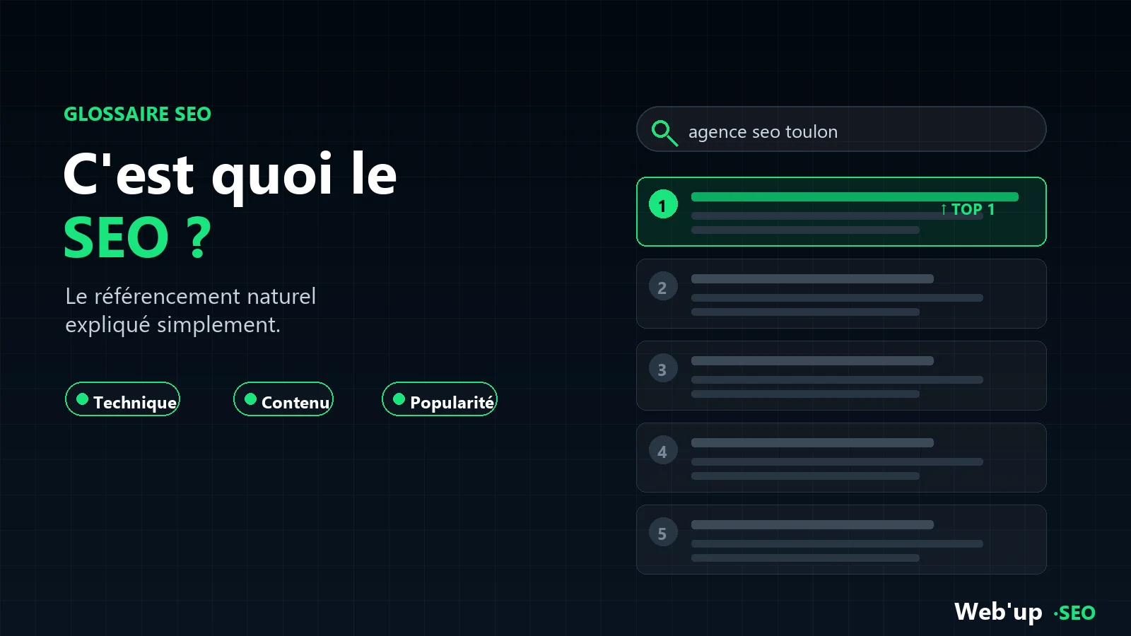 C'est quoi le SEO : définition du référencement naturel et ses 3 piliers (technique, contenu, popularité)
