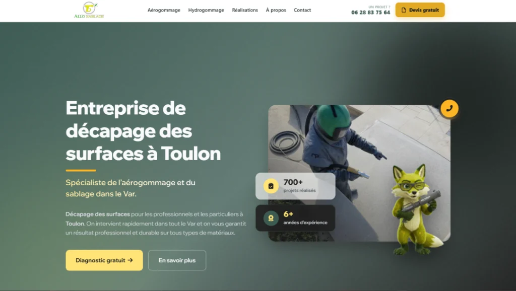 Site internet Allo Sablage réalisé par Web’up