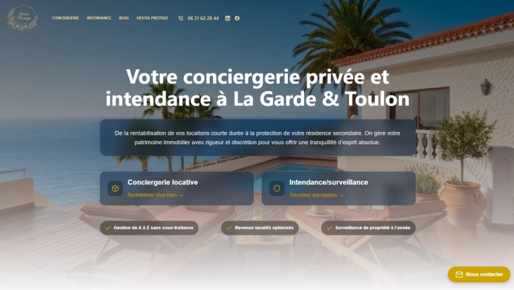 Site internet Conciergerie Hestia Prestige réalisé par Web’up