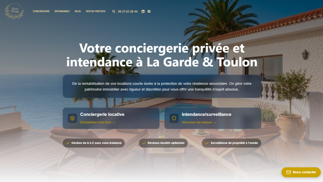 Site internet Conciergerie Hestia Prestige réalisé par Web'up