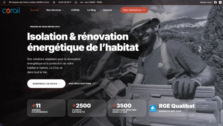 Site internet Corail 83 réalisé par Web’up
