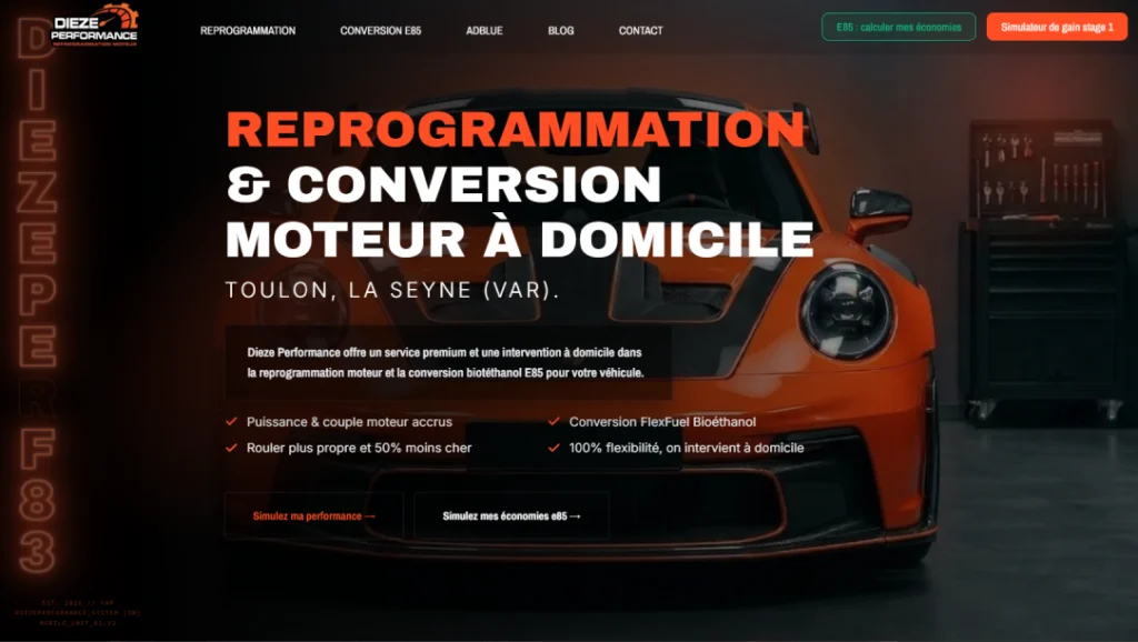 Site internet Dièze Performance réalisé par Web’up