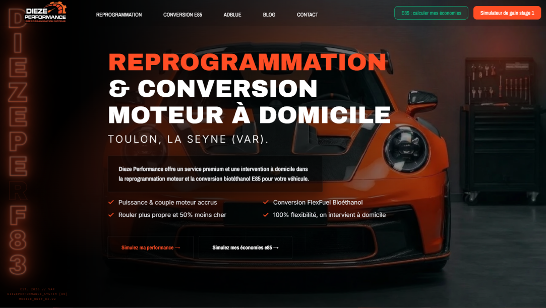 Site internet Dièze Performance réalisé par Web'up