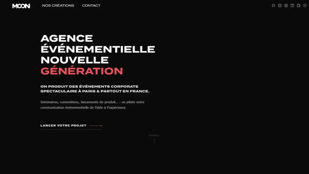 Site internet Moon Event Paris réalisé par Web’up