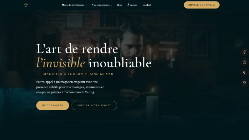 Site internet Wicka le Magicien réalisé par Web’up