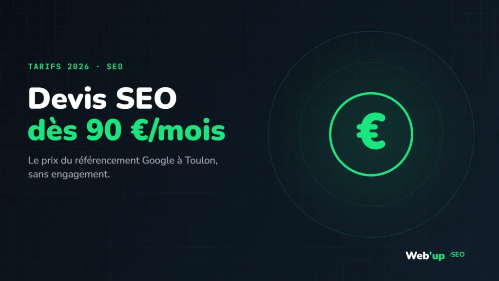 Devis SEO dès 90 €/mois : visuel de l'article Web'up