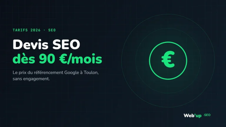 Devis SEO dès 90 €/mois : visuel de l'article Web'up