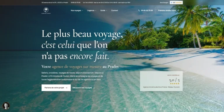 Site internet Elitravel Agency, agence de voyages au Pradet, réalisé par Web’up